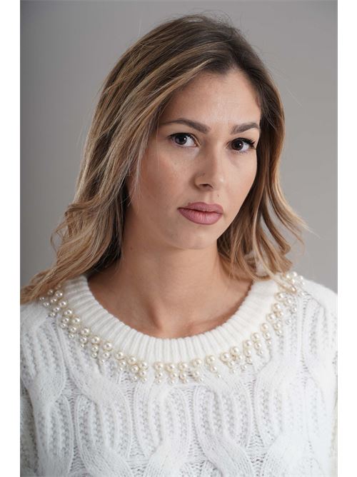 Maglia con perle Try Me | T5055MILK